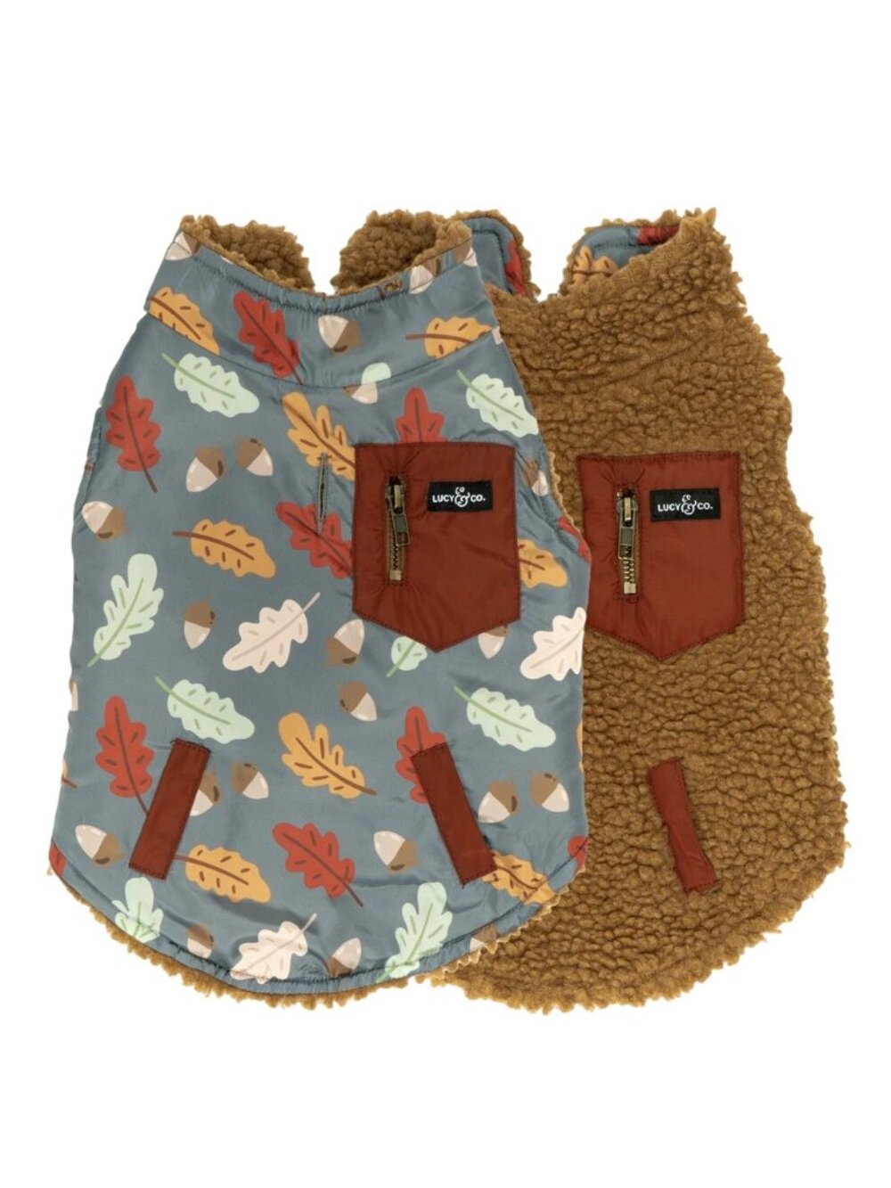 Lucy and Co Dog Vest The Unbeleafable Reversible Teddy Vest 2XL Missing Zipper